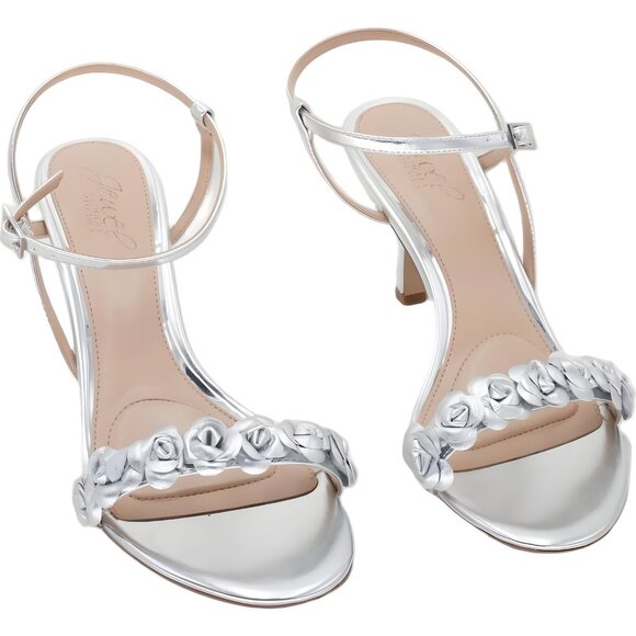 Jewel Badgley Mischka Saylor Silver Metallic Dress Sandals US 7.5M - Picture 1 of 6